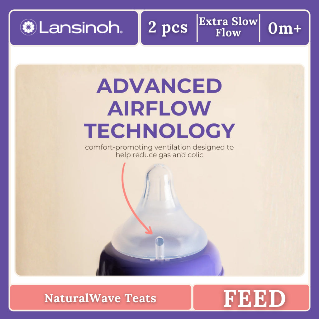 Lansinoh Nipples 2pcs Replacement for Extra Slow Flow Teats for Baby Feeding Bottles - No Nipple Confusion