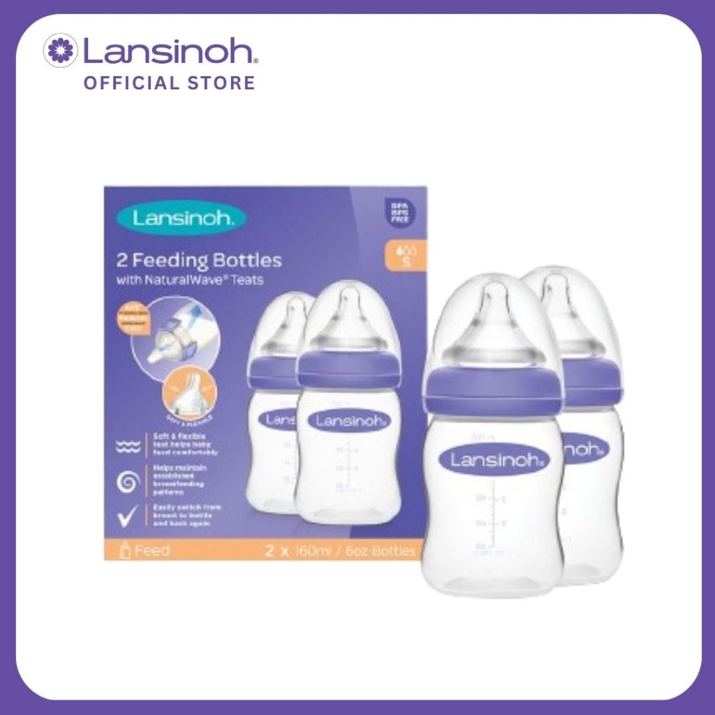 Lansinoh Baby Feeding Bottle 2x160ml with NaturalWave Teat GB