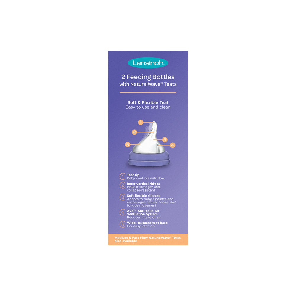 Lansinoh Baby Feeding Bottle 2x160ml with NaturalWave Teat GB