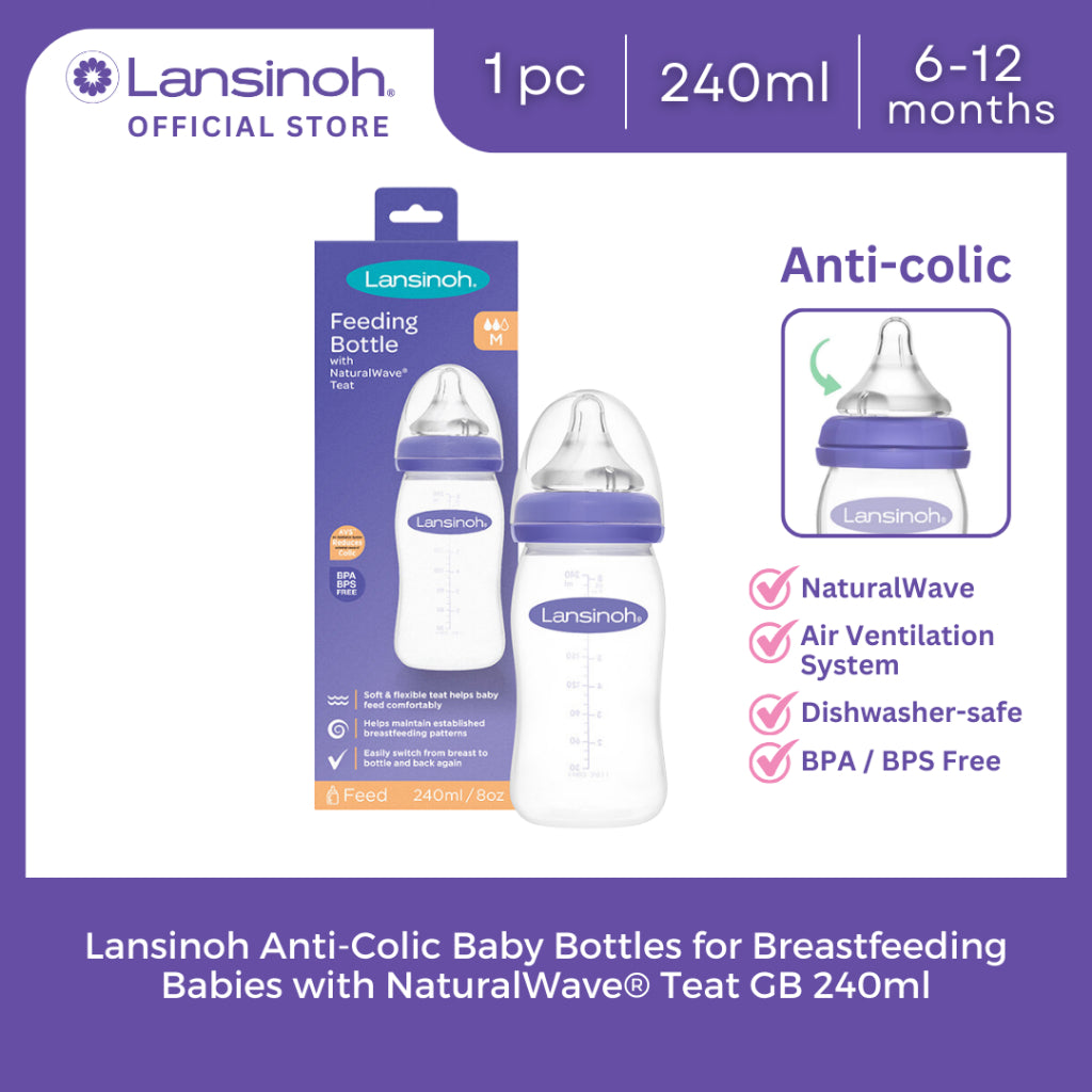 Lansinoh Feeding Bottle with NaturalWave® Teat GB 240ml