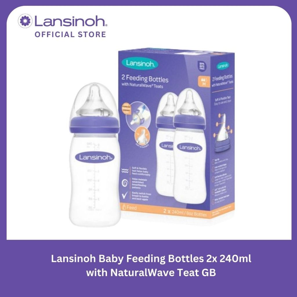 Lansinoh Feeding Bottles 2x 240ml with NaturalWave Teat  GB