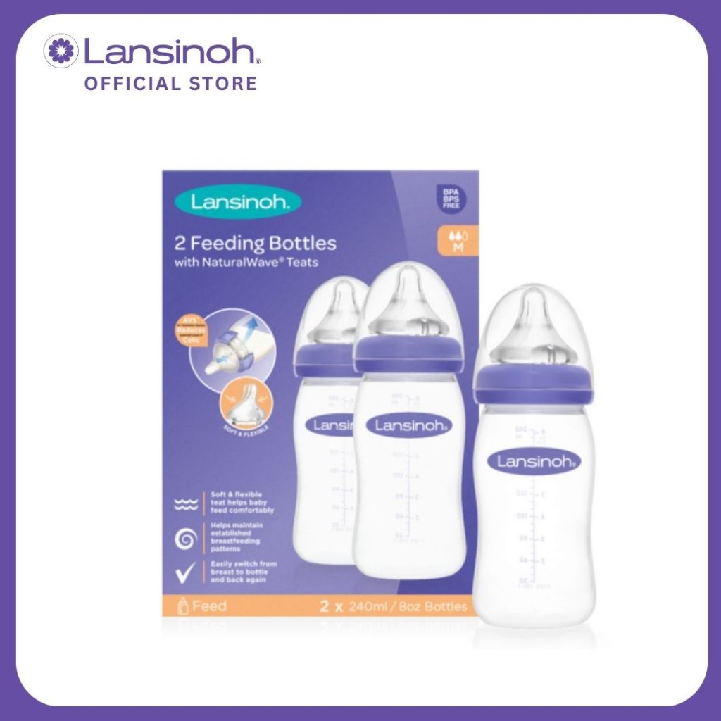 Lansinoh Feeding Bottles 2x 240ml with NaturalWave Teat  GB