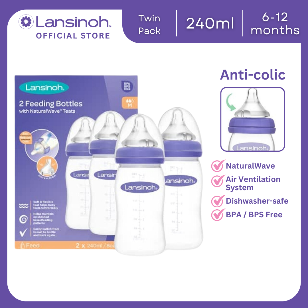Lansinoh Feeding Bottles 2x 240ml with NaturalWave Teat  GB