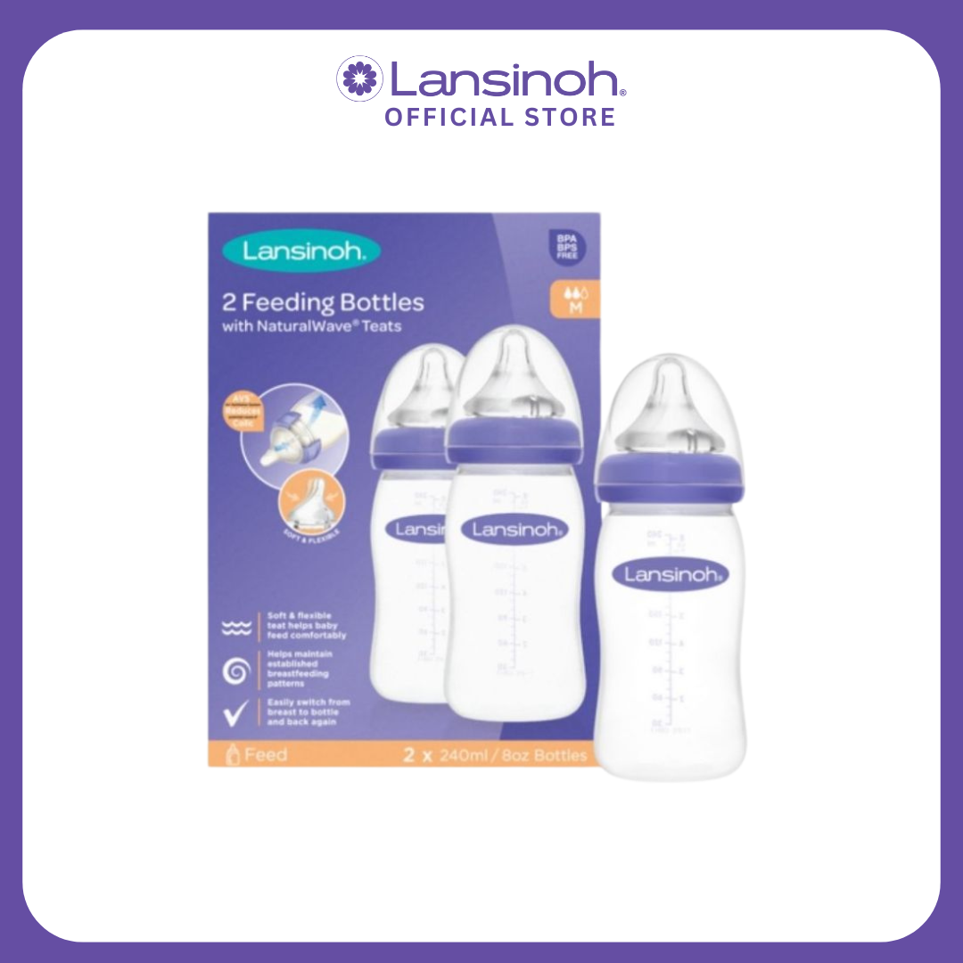 Lansinoh Feeding Bottles 2x 240ml with NaturalWave Teat  GB