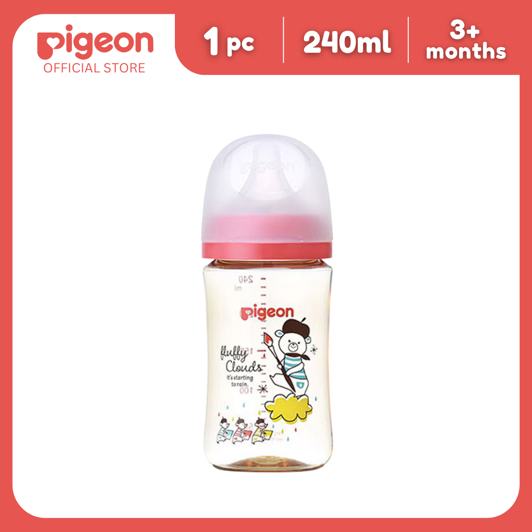 Pigeon Official New Wide Neck PPSU Bear Feeding Bottle 240ml for newborn (M), medium flow, no nipple confusion, anti-colic, high heat resistance