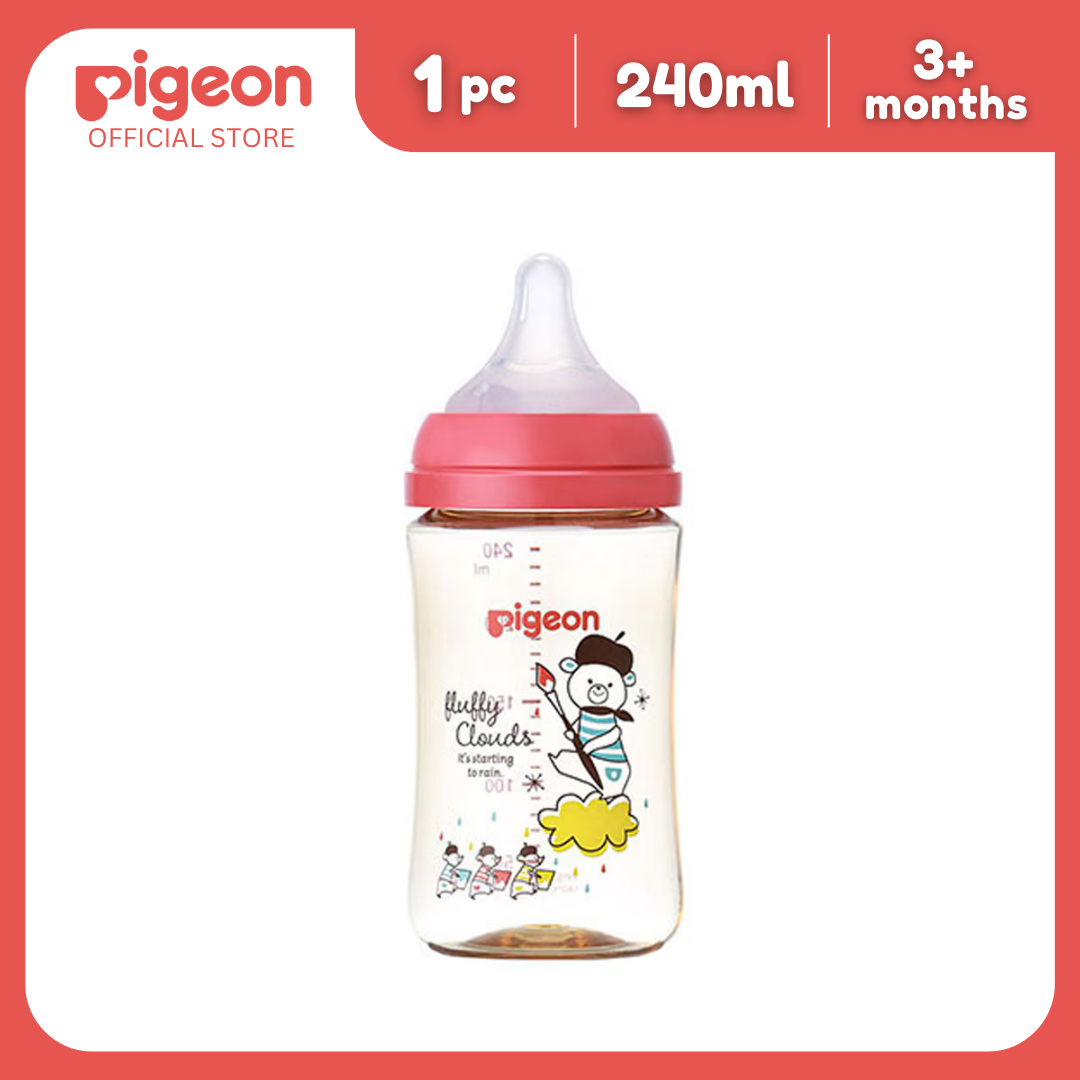 Pigeon Official New Wide Neck PPSU Bear Feeding Bottle 240ml for newborn (M), medium flow, no nipple confusion, anti-colic, high heat resistance