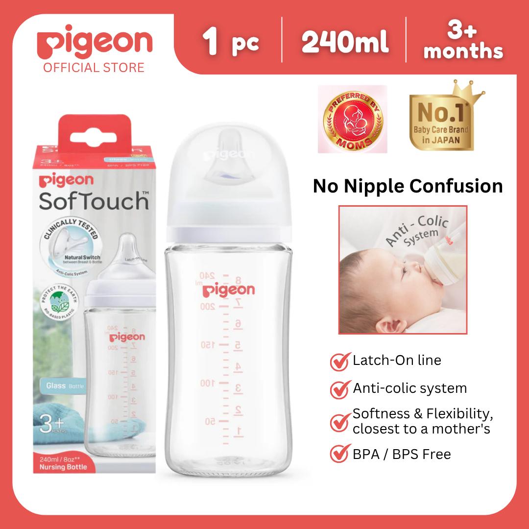 Pigeon Official - Softouch BPP Nursing Bottle Glass 240ml - No nipple confusion, Anti colic