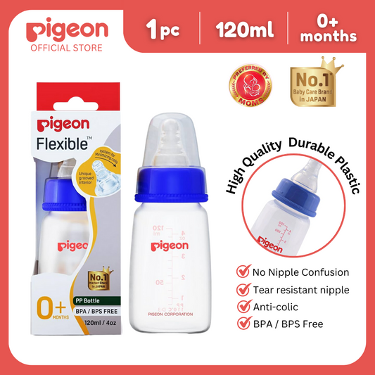 Pigeon Official - RPP Standard Feeding Blue Bottle Slow Flow (S) for newborn, 120ml, anti-colic