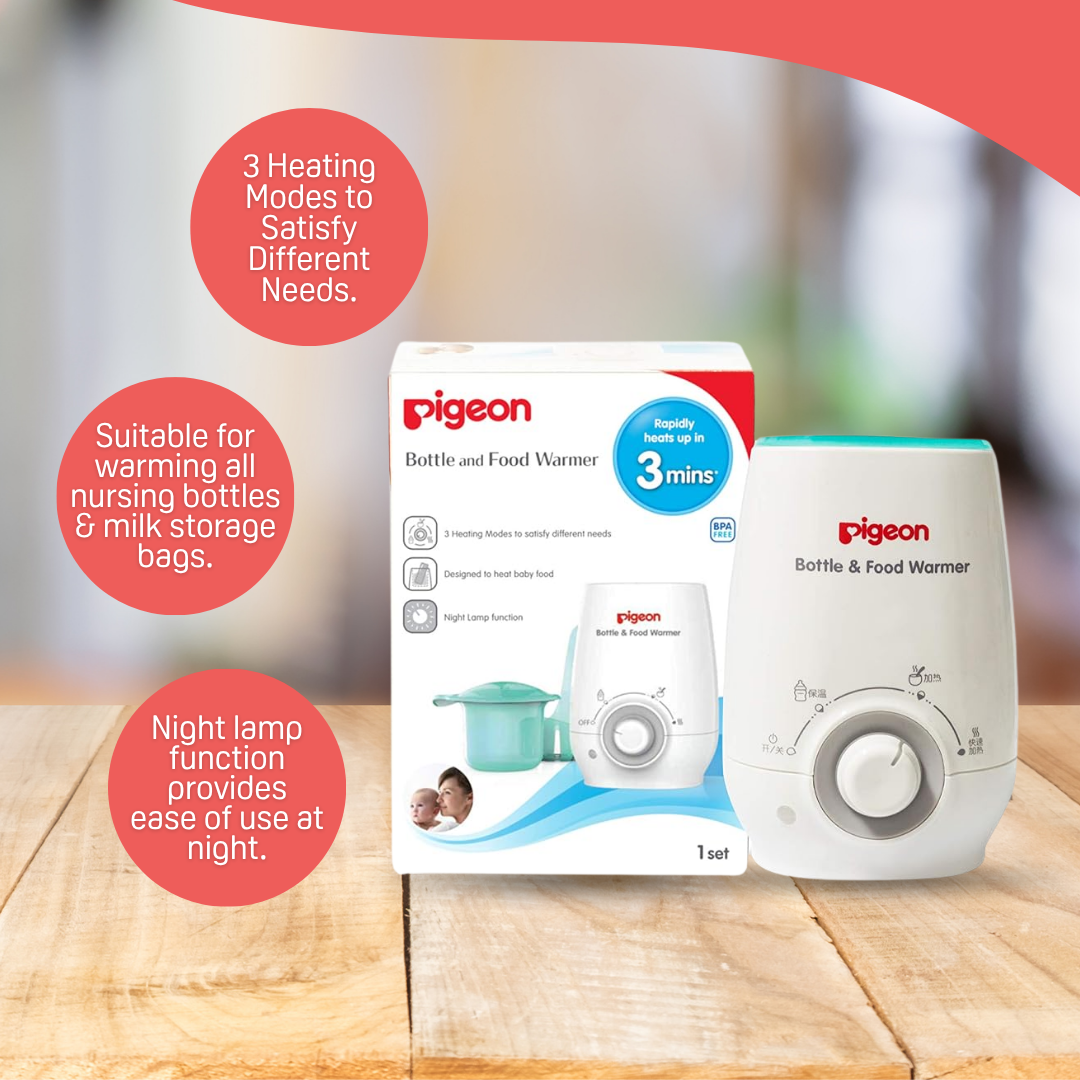 Pigeon Bottle & Baby Food Warmer – Smart Heat Level for Bottle & Food warming, Compact, Quiet, Safe & Easy to Use, Fits All Bottle Sizes, Japan’s Trusted Baby Electronics