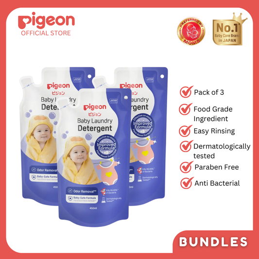 Pigeon Liquid Detergent 450ml Refill Pack of 3 - Anti Bacterial, Gentle & Safe for Baby, Removes Stains, Plat Based Surfactant, Dermatologically Tested, Paraben Free (Copy)