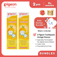 Pigeon Official - Toothpaste Orange 0+ Months 2pcs - 100% Food Grade Ingredients, SLS/Fluoride Free, Safe if swallowed, Gentle on new milk teeth, made with Xylitol agent, Co-developed with Pediatric Dentist, Japan No. 1 Brand