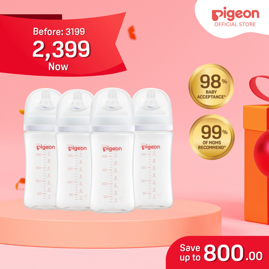 Pigeon Special Bottle Pack (4pc PP WN3 Bottle 240 ml), Pigeon Baby Feeding Bottle Value Bundle Set