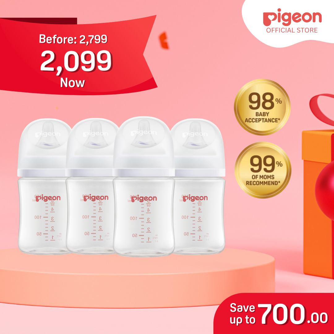 Pigeon Special Bottle Pack (4pc PP WN3 Bottle 160 ml), Pigeon Baby Feeding Bottle Value Bundle Set, Anti-colic, No Nipple Confusion