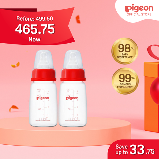 Pigeon Official - RPP Standard Feeding Red Bottle Slow Flow (S) for newborn, 120ml, anti-colic (TP)