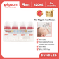 Pigeon Official - RPP Standard Feeding Red Bottle Slow Flow (S) for newborn, 120ml, anti-colic (pack of 4) PP Material