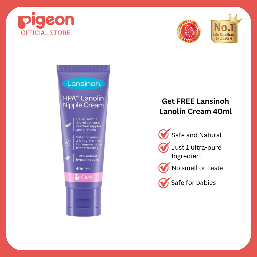 Pigeon Buy 2 Breast Pads 60 pcs, get Free Lansinoh Lanolin 40ml - Leak Proof, Super Absorbent, Natural Ingredients, Safe for Mom & Baby, Breastfeeding Essentials