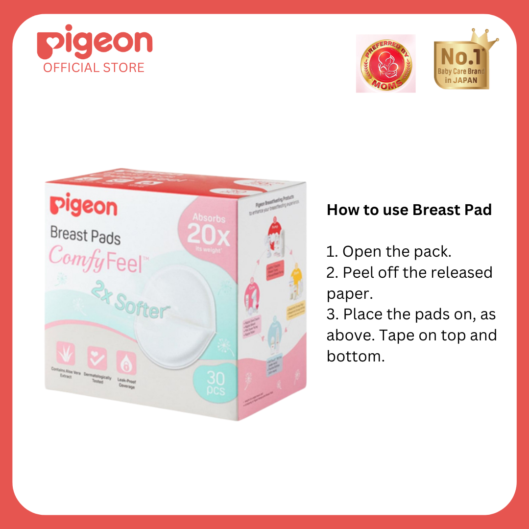 Pigeon Buy 2 Breast Pads 30 pcs, get Free Lansinoh Lanolin 10ml - Leak Proof, Super Absorbent, Natural Ingredients, Safe for Mom & Baby, Breastfeeding Essentials
