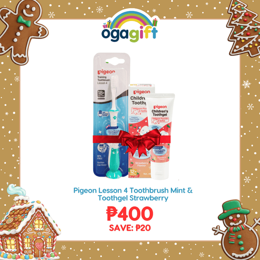 Pigeon Gift Set:  Lesson 4 Toothbrush Mint + Toothgel Strawberry