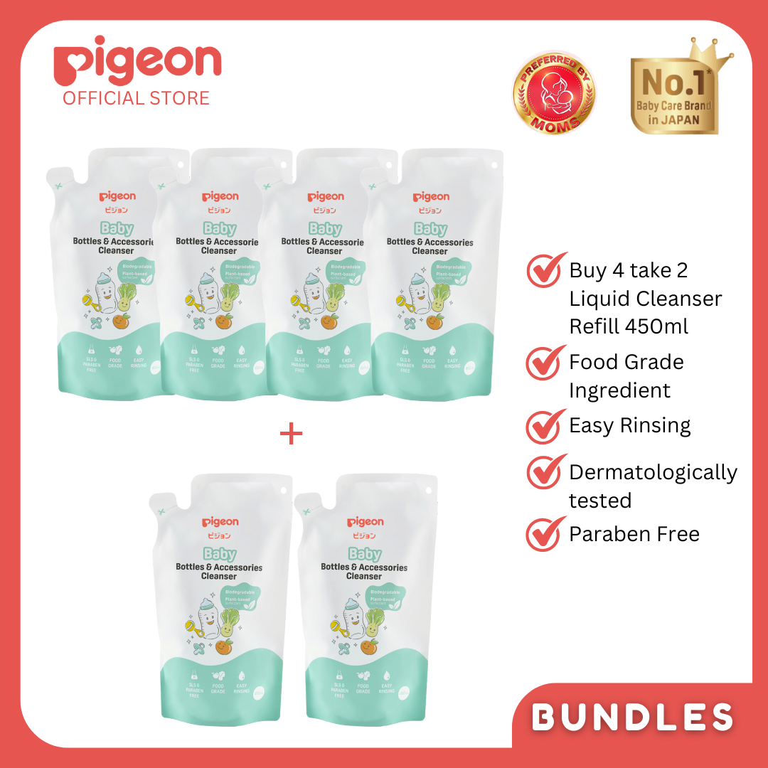 Pigeon Official Baby Bottles & Accessories Cleanser 450ml Pack of 6 - Safe for babies, Can be used for fruits & veggies, Food Grade, Paraben Free, Dermatologically Tested, Easy Rinsing, SLS SLES Free
