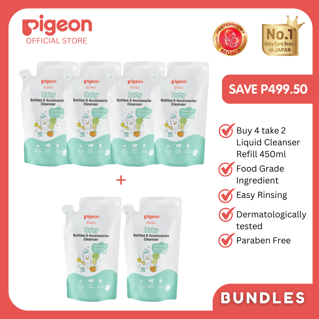 Pigeon Official Baby Bottles & Accessories Cleanser 450ml Pack of 6 - Safe for babies, Can be used for fruits & veggies, Food Grade, Paraben Free, Dermatologically Tested, Easy Rinsing, SLS SLES Free