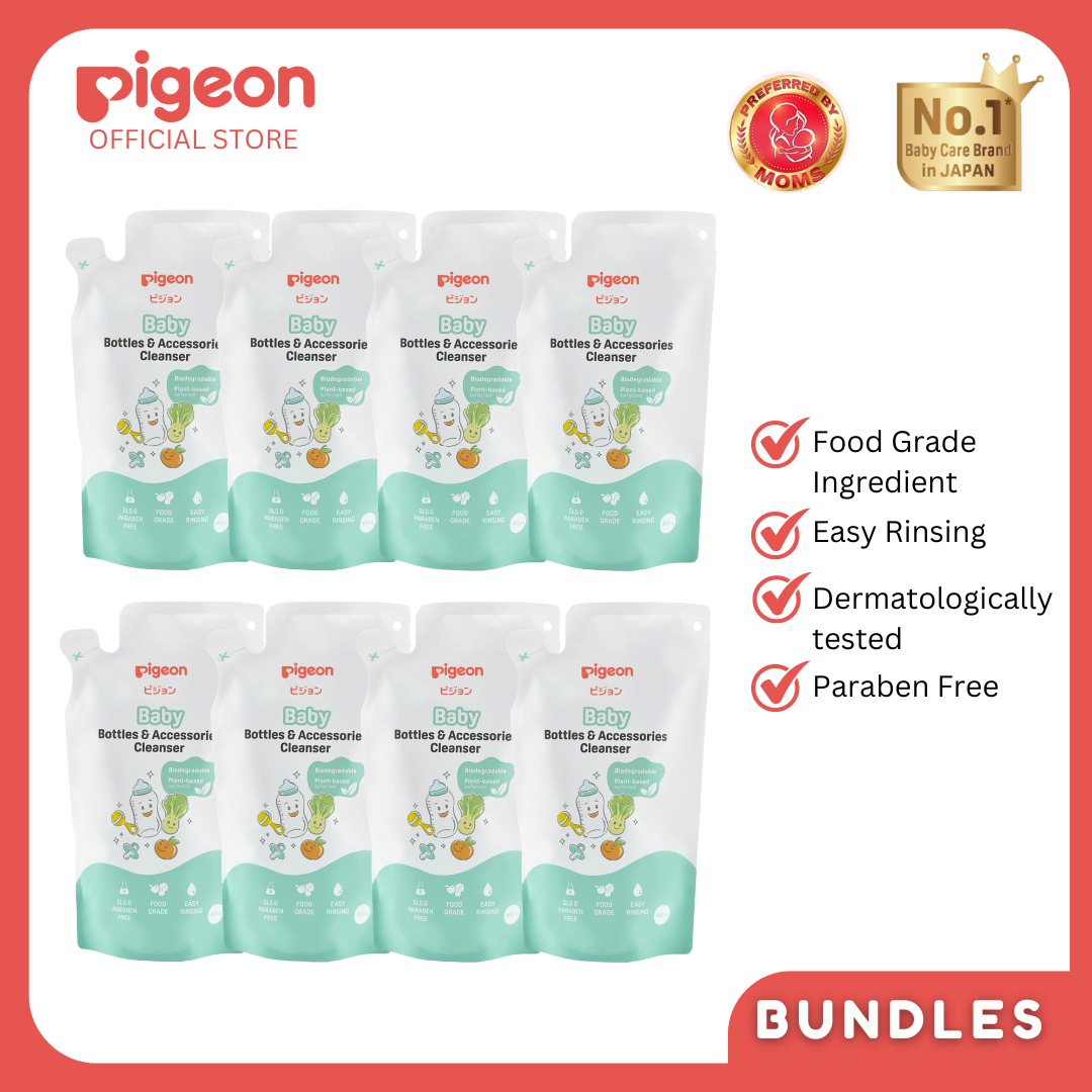 Pigeon Official Baby Bottles & Accessories Cleanser 450ml Pack of 8 - Safe for babies, Can be used for fruits & veggies, Food Grade, Paraben Free, Dermatologically Tested, Easy Rinsing, SLS SLES Free