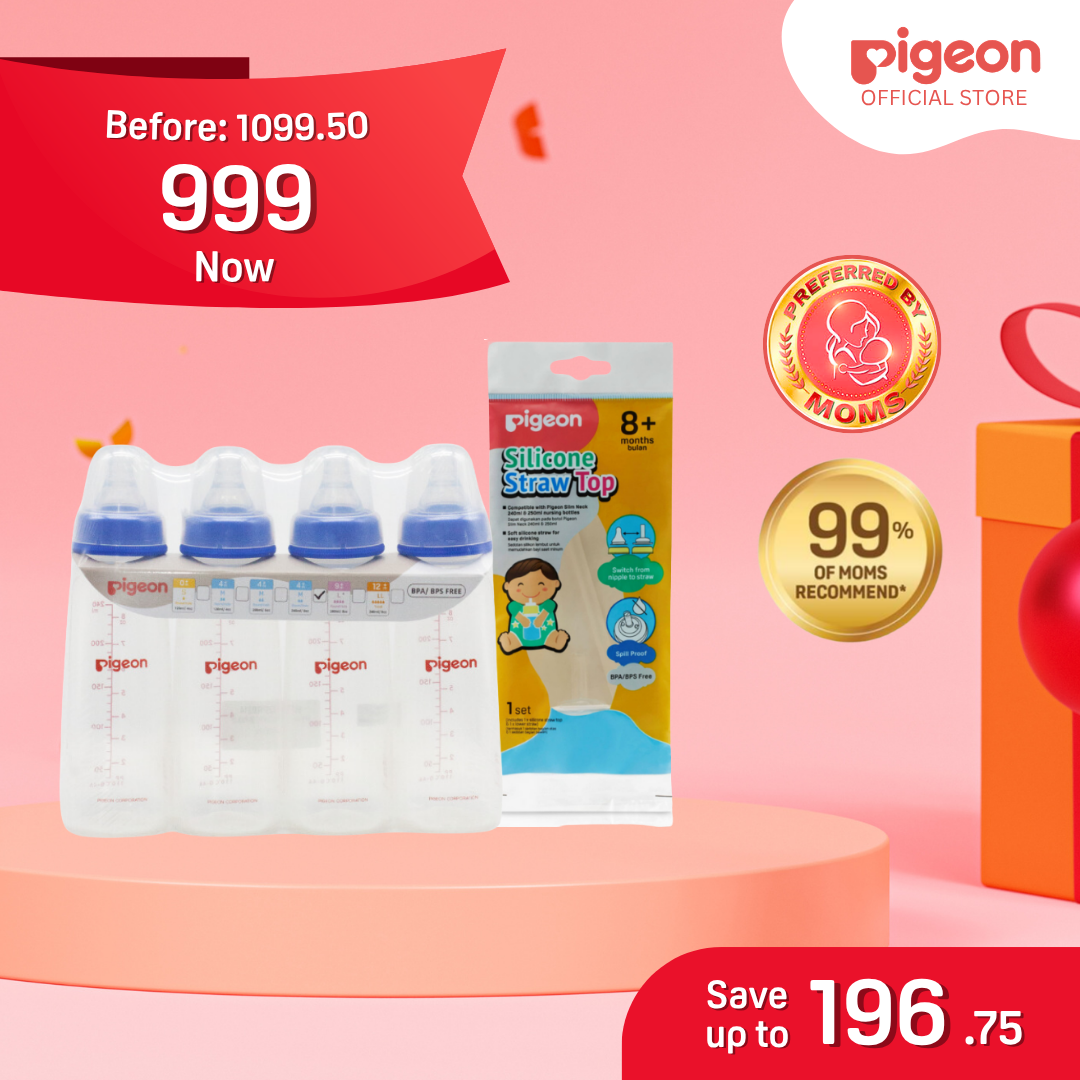 Gift Set: RPP Bottle 240ml Blue 4pcs with Silicone Straw Top