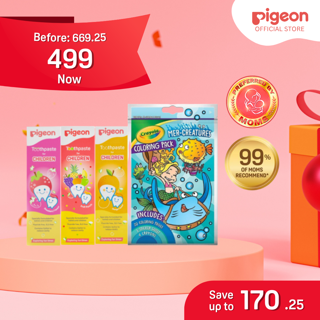 Pigeon Gift Set: Assorted Toothpaste x Crayola Value Coloring