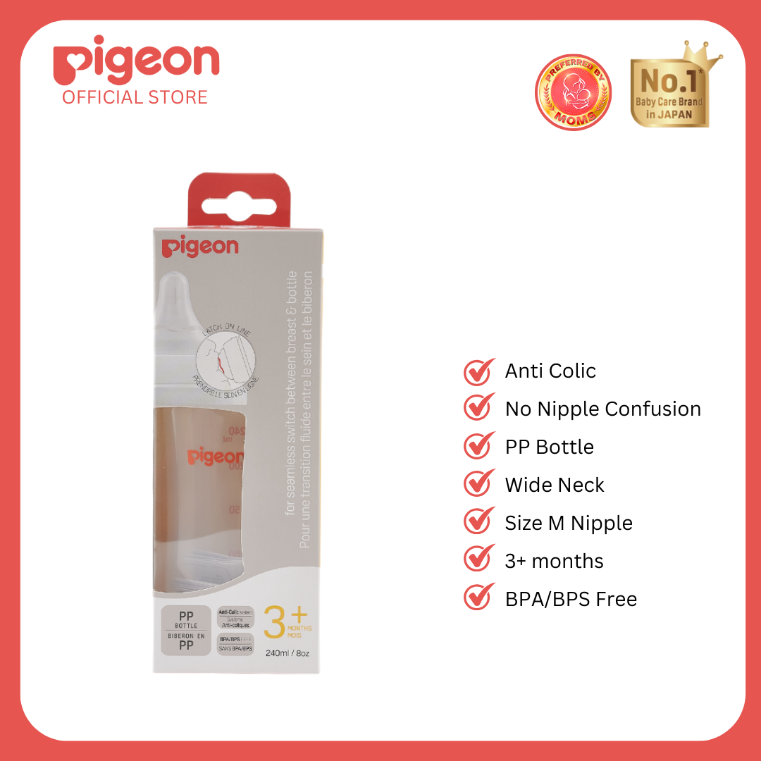 Pigeon Official Wide Neck Baby Feeding Bottle 240ml & Cleanser Saver Bundle - BPA BPS Free, Anti colic, No Nipple Confusion, Paraben Free, Food Grade