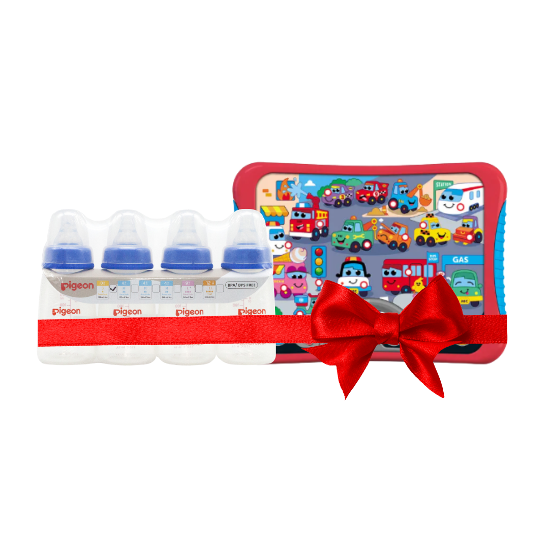 Pigeon PP Slim Neck Blue Bottle 120ml (S) Pack of 4 for Newborn and Kids Hits Cars And Trucks Hit Pad - for Kids Babies Toddlers