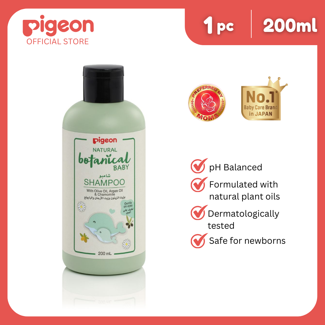 Pigeon Natural Botanicals Baby Bath Kit Shampoo, Body Wash, Powder Bundle - Gentle Plant-Based Formula, Environment Friendly, Safe for Babies with Sensitive Skin, Moisturizing