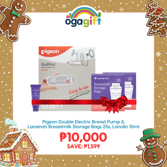Pigeon OgaGift Set: Double Electric Breast Pump, Lansinoh Lanolin 10ml & Lansinoh Breast Milk Storage Bags - Mom Care Essentials, Perfect for Gifting for Breast feeding Moms