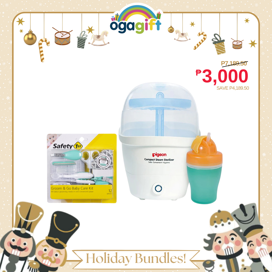 Pigeon OgaGift Bundle Compact Sterilizer + Groom & Go Baby Care Kit : Perfect for Gifting, Feeding and Hygiene Kit for Newborn Essentials