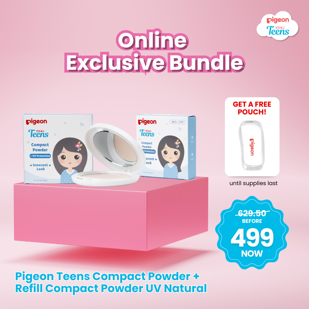 Pigeon Teens Compact Powder & Refill Duo Bundle - Natural (Talc-Free & Hypoallergenic) for Sensitive Skin