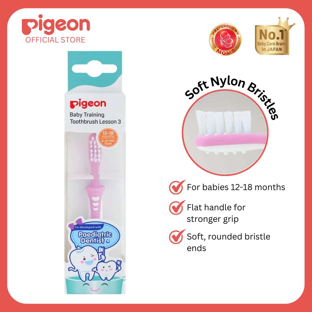 NEW Pigeon Official - Toothbrush Lesson 3 Pink & Wide Neck PP Feeding Bottle 240ml 1pc, Medium Flow, Anti Colic, No Nipple Confusion, AVS System, Latch On Line, BPA Free, Ultra Soft Flexible Nipples, Japan No. 1 Brand (Copy)