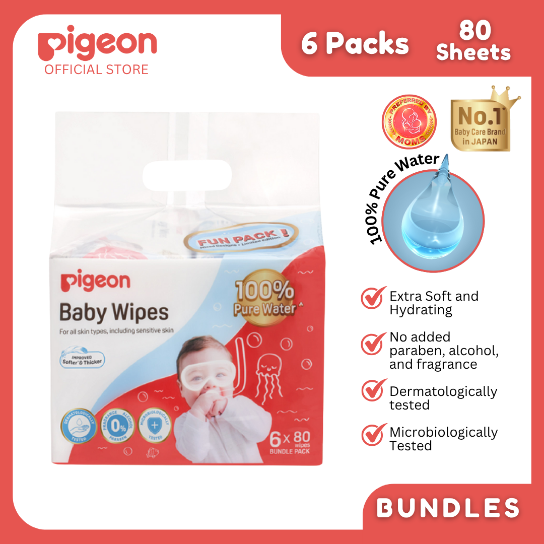 Pigeon Baby Wipes pack of 6 80s