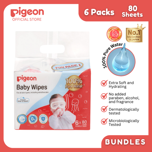 Pigeon Baby Wipes pack of 6 80s
