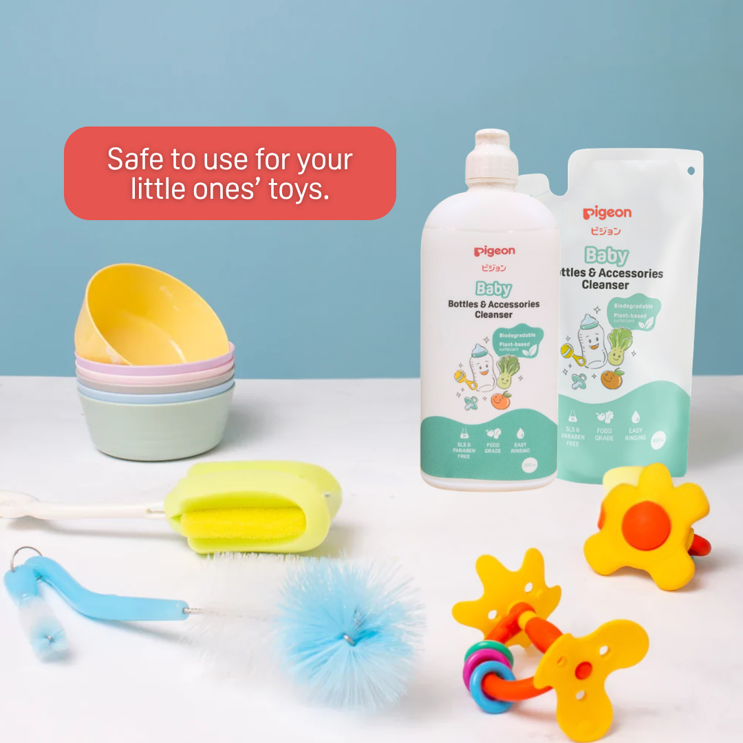 Pigeon Official - Baby Bottles & Acc. Cleanser 500ml - 100% Food Grade Ingredients, Anti-Bacterial & Safe for Fruits/Vegetables, Japan No. 1 Brand