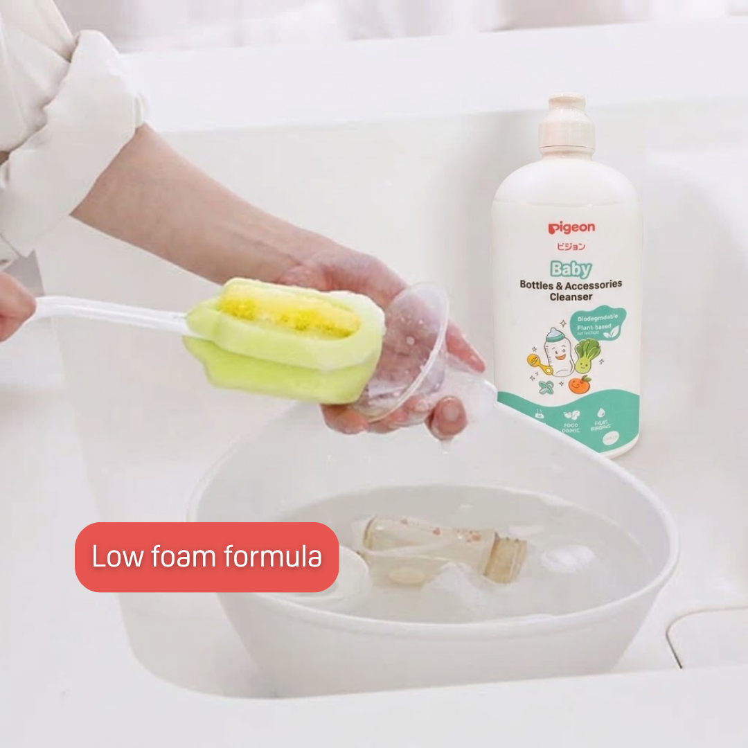 Pigeon Official - Baby Bottles & Acc. Cleanser 500ml - 100% Food Grade Ingredients, Anti-Bacterial & Safe for Fruits/Vegetables, Japan No. 1 Brand