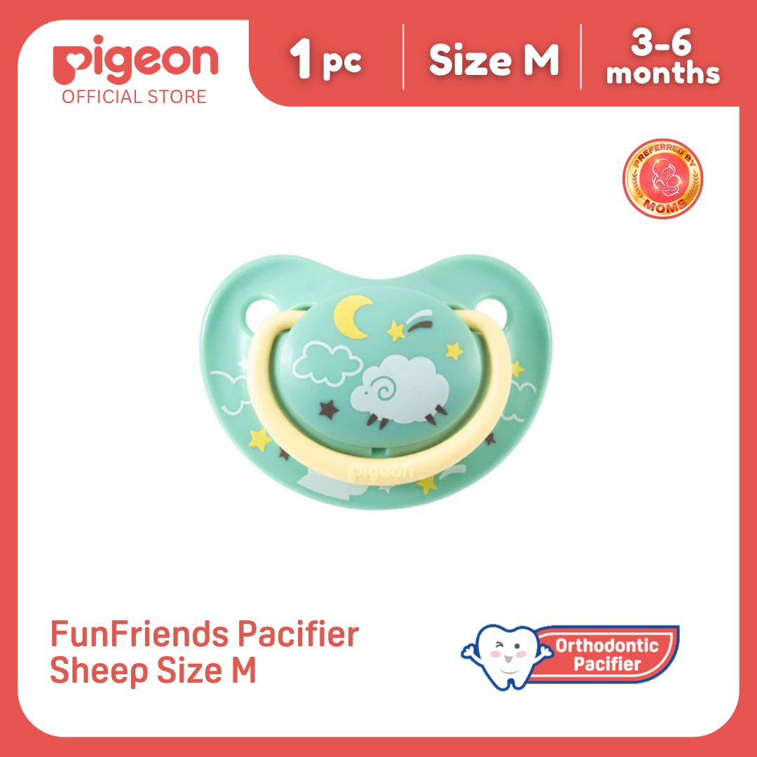 NEW Pigeon Fun Friends Pacifier Sheep Size M for 3-6 Months Babies - Orthodontic Pacifier, No Nipple Confusion, BPA Free, Flexible Nipples, Japan No. 1 Brand