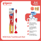 NEW Pigeon Official Kids Toothbrush Red with Suction Cup Stand, 18+ Months, Soft Bristles, Slim head to reach back molars, Ergonomic handle, BPA Free, Co-developed with Pediatric Dentist, Japan No. 1 Brand