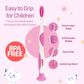 NEW Pigeon Official Kids Toothbrush Pink with Suction Cup Stand, 18+ Months, Soft Bristles, Slim head to reach back molars, Ergonomic handle, BPA Free, Co-developed with Pediatric Dentist, Japan No. 1 Brand (Copy)