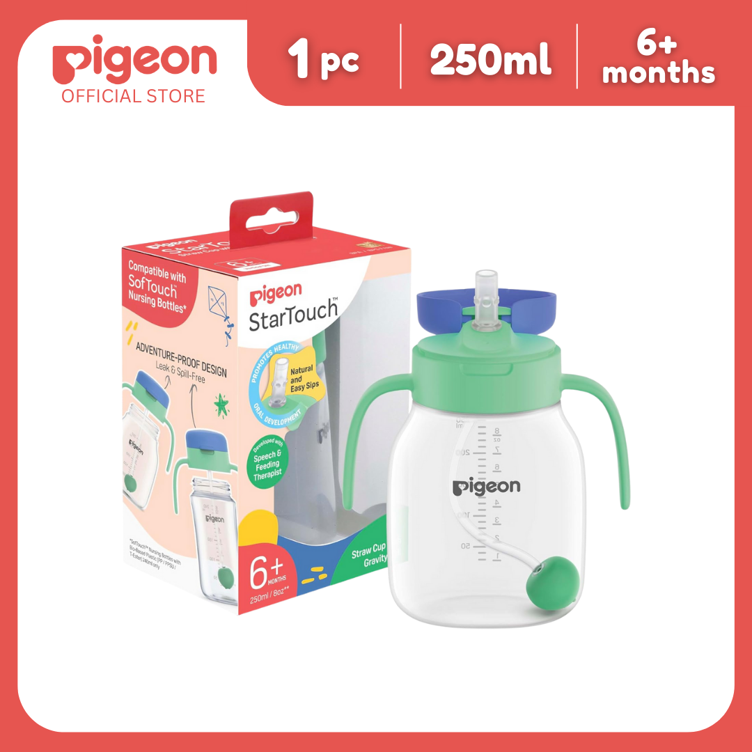 Pigeon Official StarTouch Straw Cup with Gravity Ball Mint To Be 250ml - BPA Free, Spill Proof, Promotes Oral Development, 6+ Months