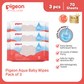 Pigeon Official - 100% Pure Water Baby Wipes 70 Sheets [Flip Top] Pack of 3 Refreshed SoftCloud Fabric, Water-Based Wet Wipes, No Fragrance, No Paraben, Japan No. 1 Brand