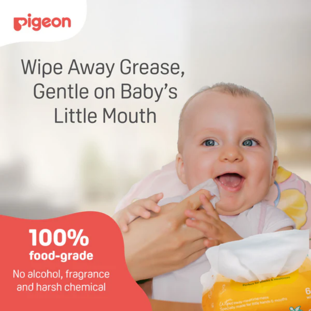 NEW Pigeon Official - Hand & Mouth Baby Wipes 60s - No Alcohol & Fragrance Gentle & Safe for Babies