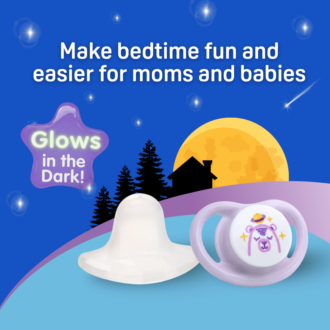 Pigeon Official - NEW MiniLight Night Time Pacifier Glow in the Dark Soother 6+ Months Bear Size M 1pc | Orthodontic Pacifier, No Nipple Confusion, BPA Free, Flexible Nipples, Japan No. 1 Brand