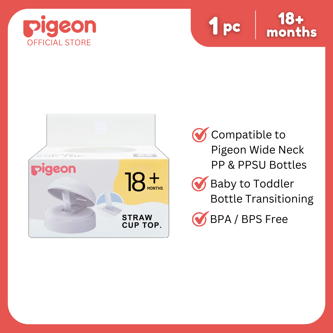 Pigeon Official Age-Up Straw Lid for Baby Bottle | 18 Months+ Toddler Straw Cup Lid | BPA-Free