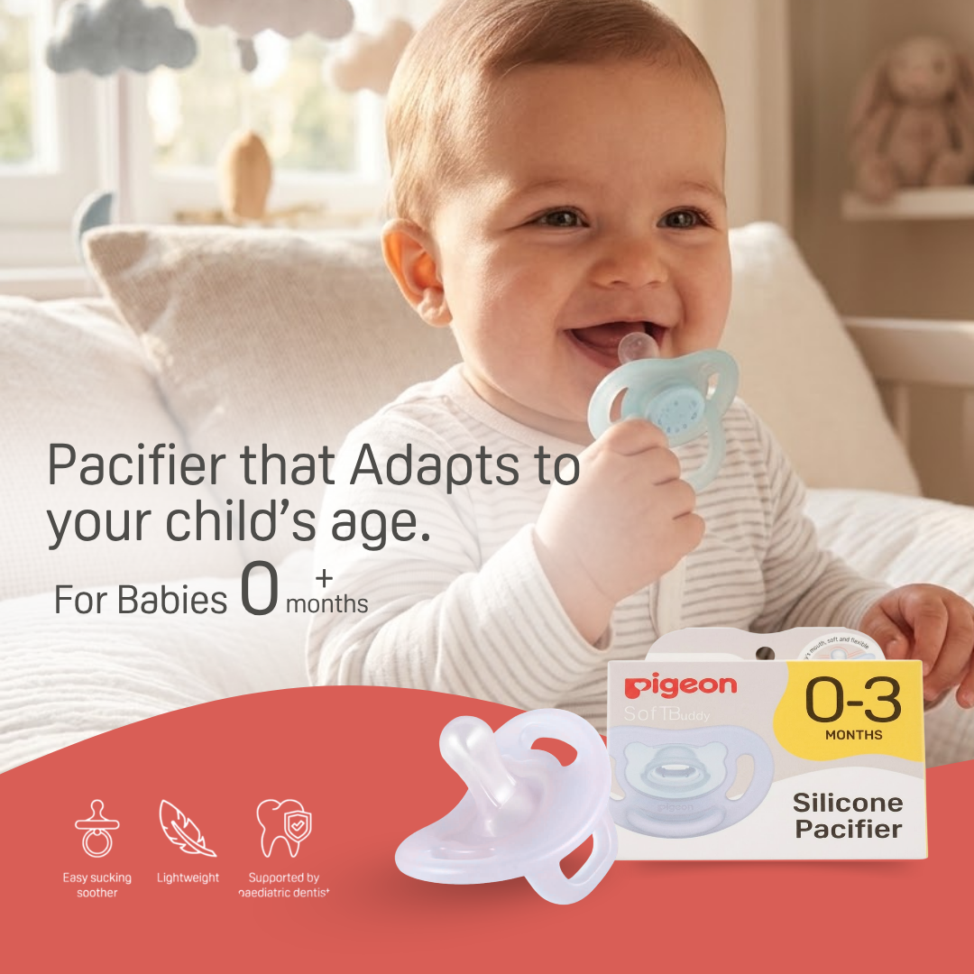 NEW Pigeon Official -  SOFT Buddy All Silicone Pacifier Size S Blue 0-3 Months - Orthodontic Pacifier, No Nipple Confusion, BPA Free, Flexible Nipples, Japan No. 1 Brand