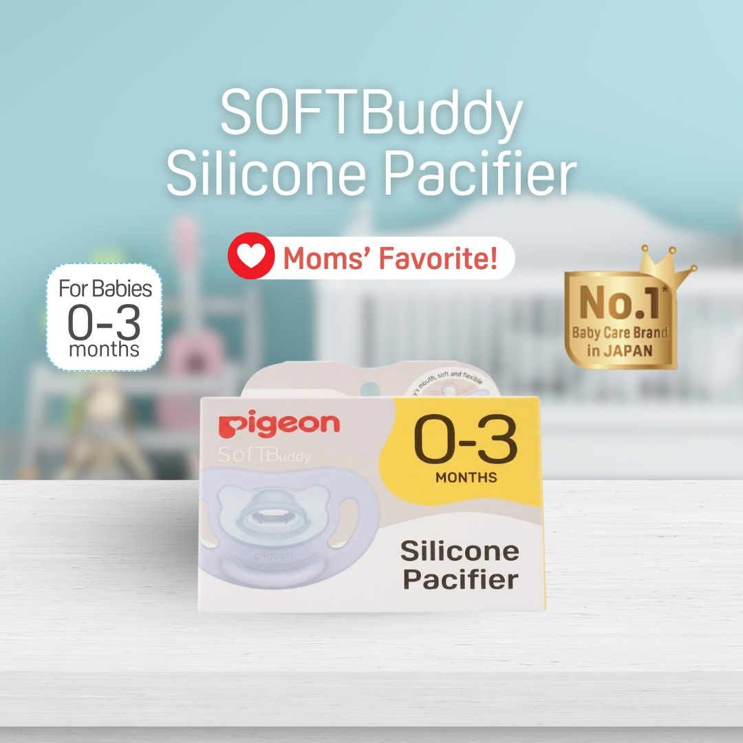 NEW Pigeon Official -  SOFT Buddy All Silicone Pacifier Size S Blue 0-3 Months - Orthodontic Pacifier, No Nipple Confusion, BPA Free, Flexible Nipples, Japan No. 1 Brand