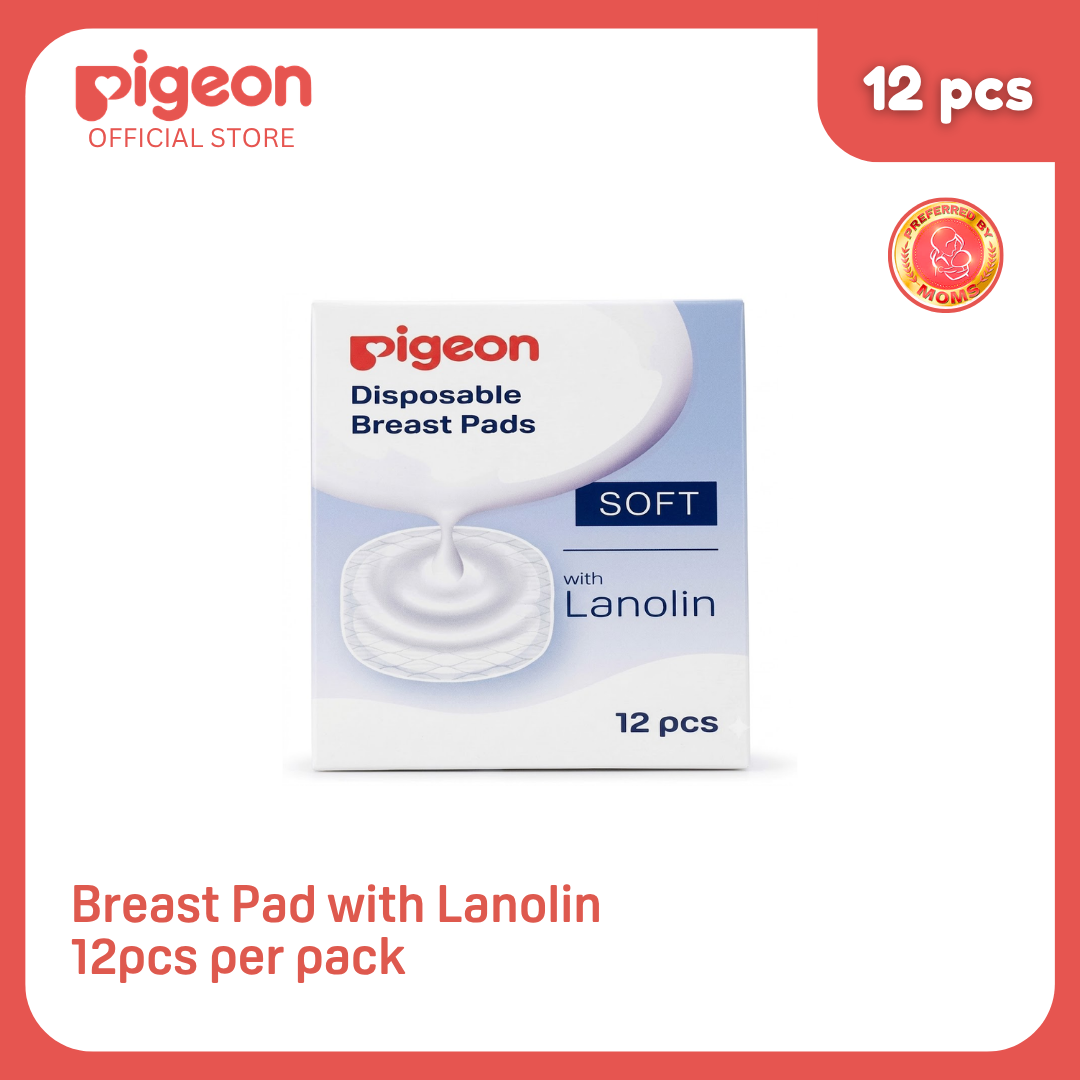 NEW Pigeon Breast Pads with Natural Lanolin (12pcs) - Soothing & Ultra-Absorbent Nipple Care Disposable Nursing Pads, Japan No. 1 Brand