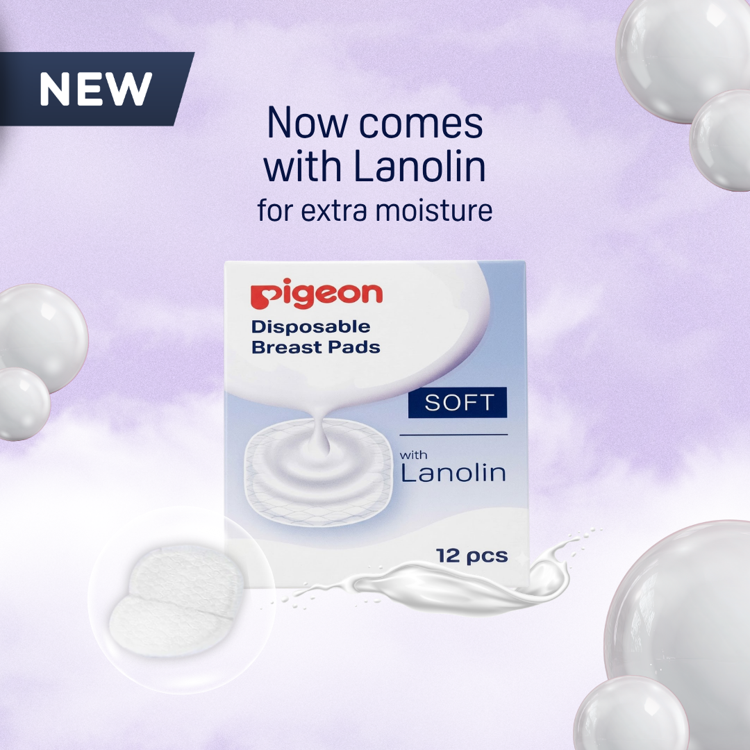 NEW Pigeon Breast Pads with Natural Lanolin (12pcs) - Soothing & Ultra-Absorbent Nipple Care Disposable Nursing Pads, Japan No. 1 Brand